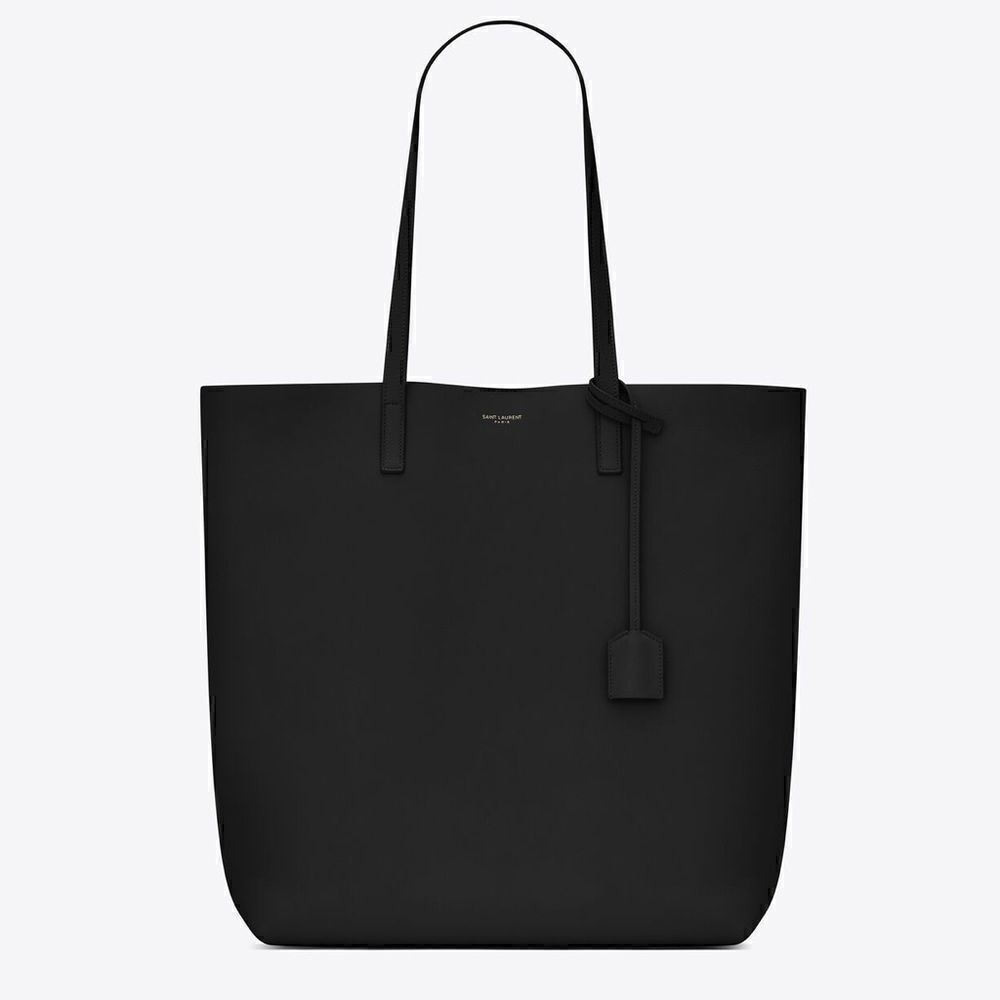 SAINT LAURENT North/South Leather Shopping Bag Tote w/ pouch - Picture 2 of 16